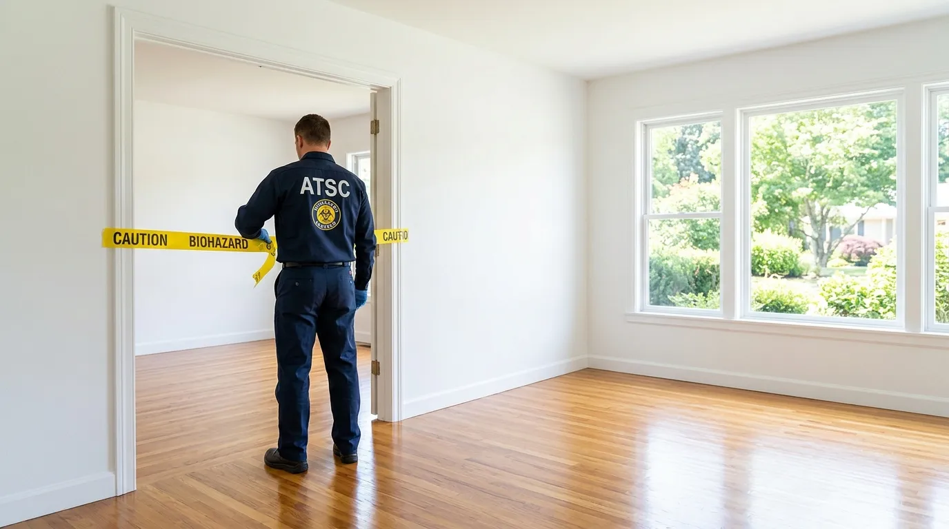 Certified biohazard cleanup crew performing Decomposition Cleanup in Kendall Square